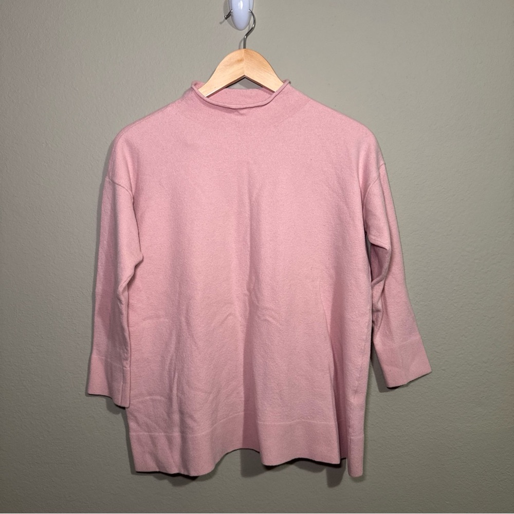 Eileen Fisher Sweater Pink Sz. Medium 87% Wool Blend - 3/4 Sleeve
